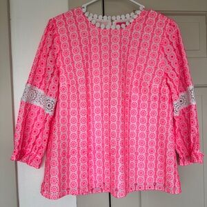 Lilly Pulitzer jourdana top lilly's coral pink starburst eyelet 6
